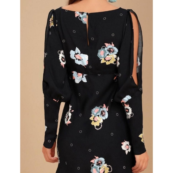 NWT Free People Black mini floral Dress size 8 - Picture 5 of 5